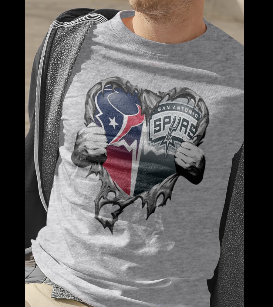 Houston Texans San Antonio Spurs Heart Design Xatt119 T-Shirt