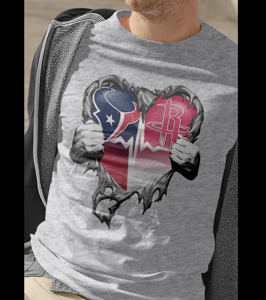 Texans Rockets Heartbeat Fusion Burst T-Shirt
