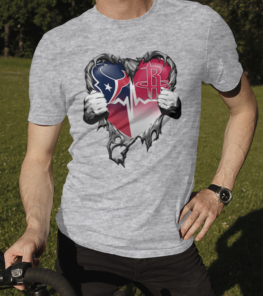 Texans Rockets Heartbeat Fusion Burst T-Shirt