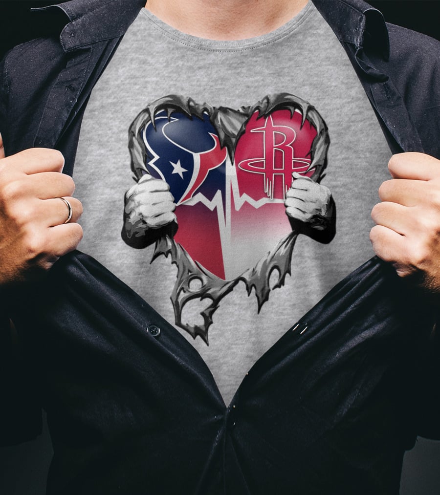 Texans Rockets Heartbeat Fusion Burst T-Shirt