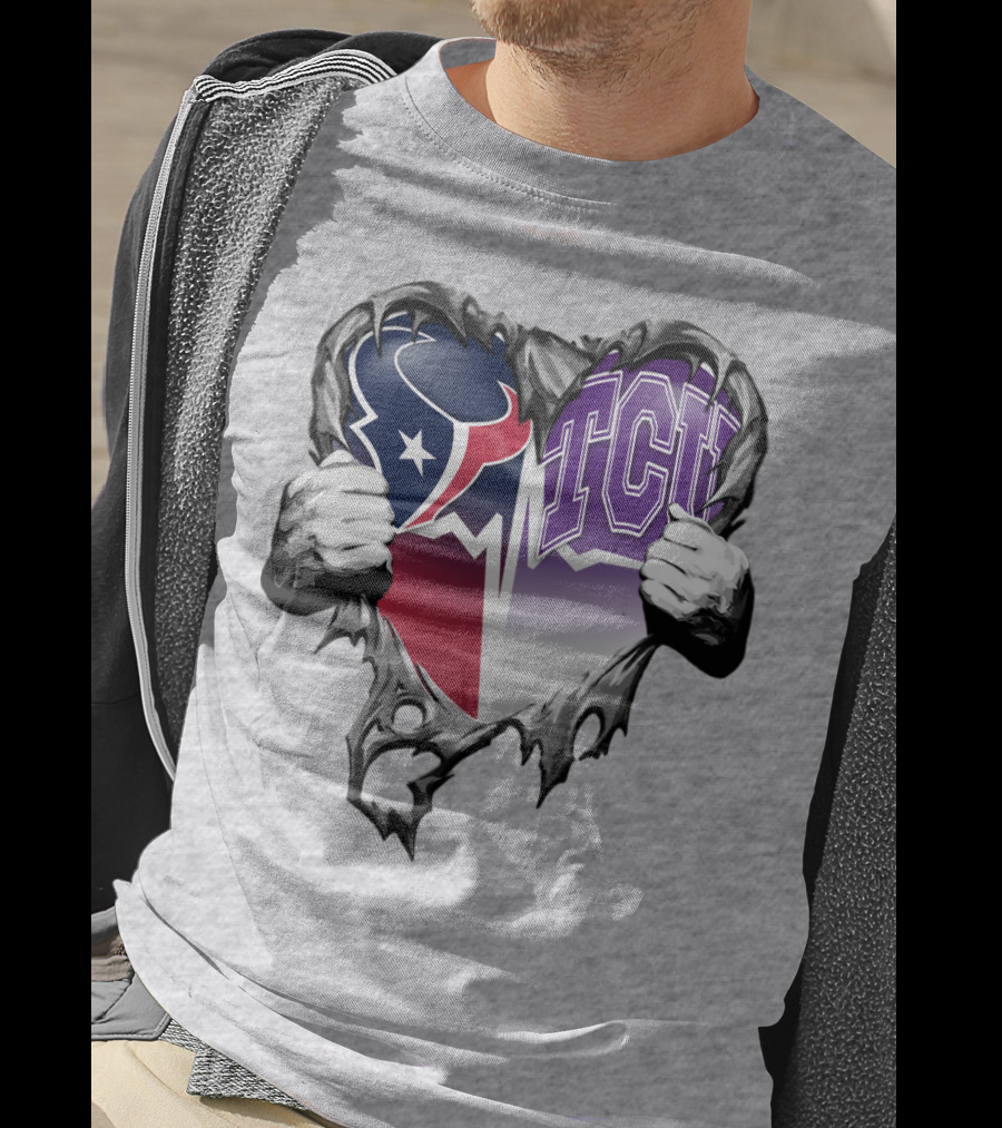 Houston Texans Tcu Horned Frogs Heart T-Shirt