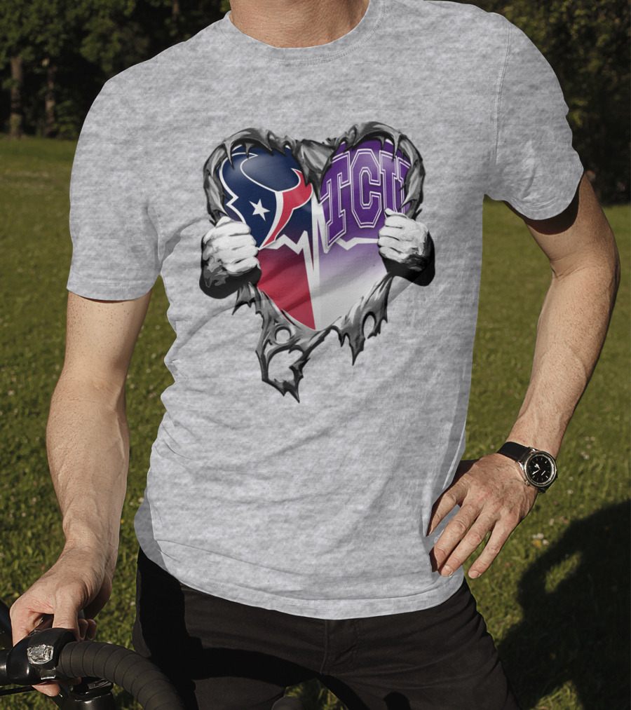 Houston Texans Tcu Horned Frogs Heart T-Shirt