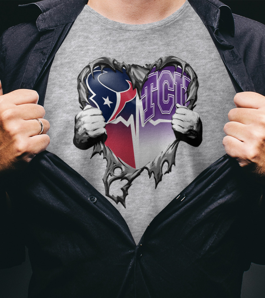 Houston Texans Tcu Horned Frogs Heart T-Shirt
