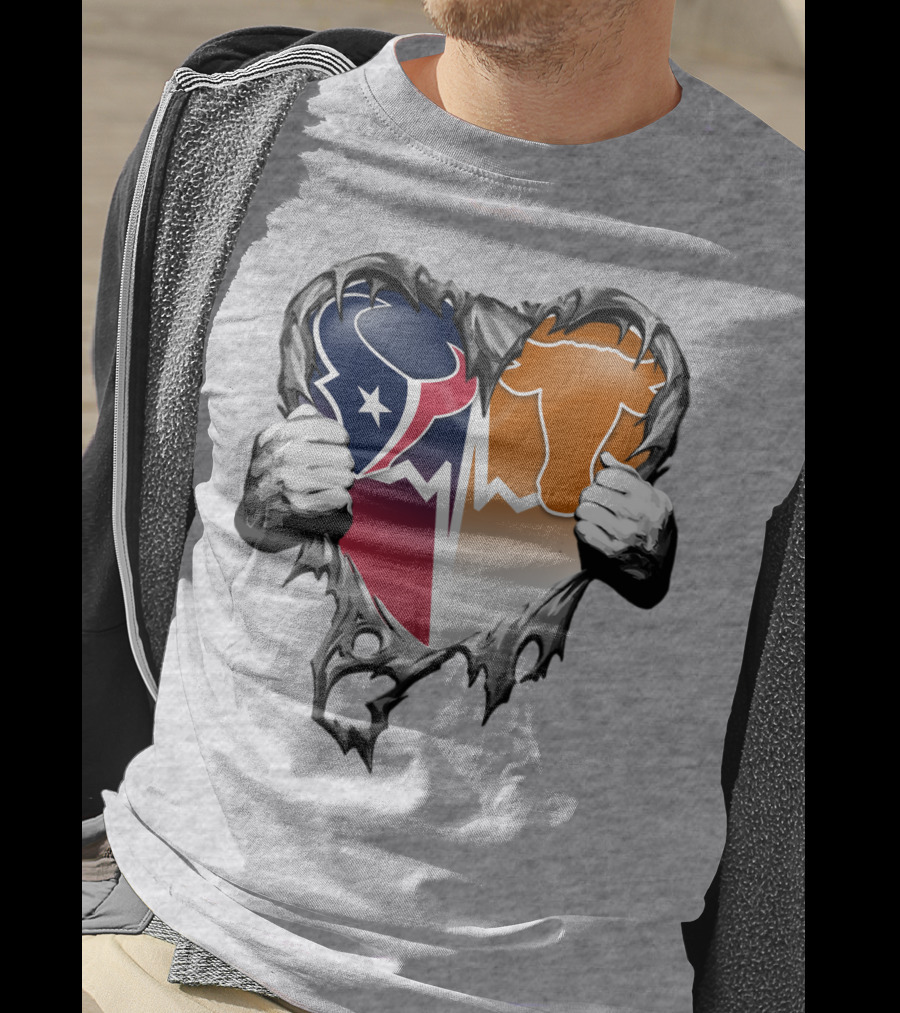 Houston Texans Dallas Cowboys Split Heart T-Shirt
