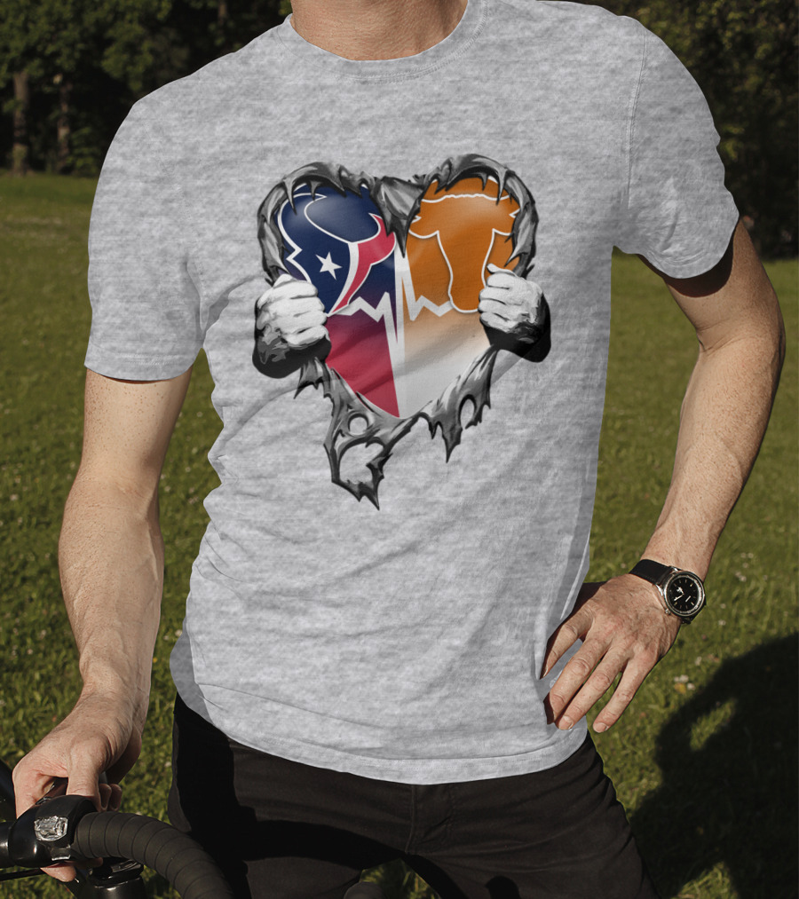 Houston Texans Dallas Cowboys Split Heart T-Shirt