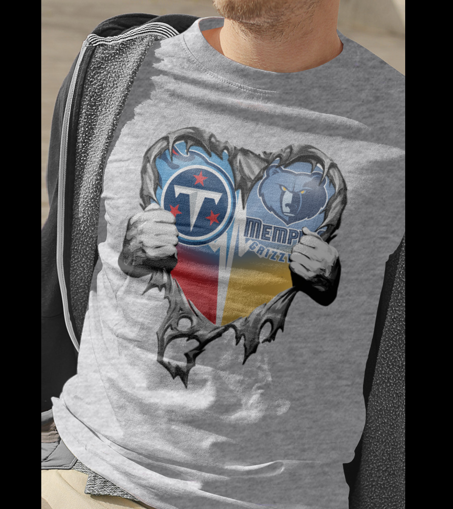 Titan Pride Grizzlies Heart Fusion T-Shirt