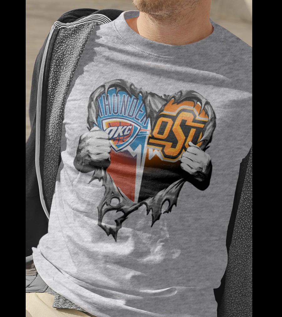 Okc Thunder Osu Cowboys Heart T-Shirt