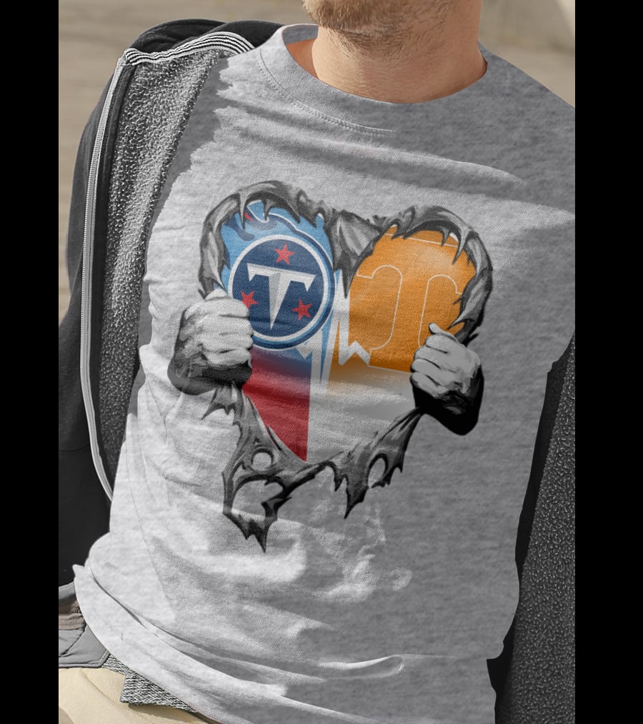 Tennessee Titans And Volunteers Heart T-Shirt