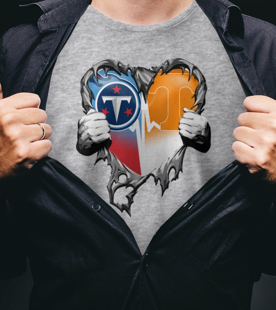Tennessee Titans And Volunteers Heart T-Shirt