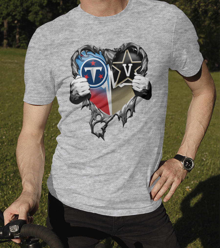 Tennessee Titans And Vanderbilt Commodores Heart T-Shirt