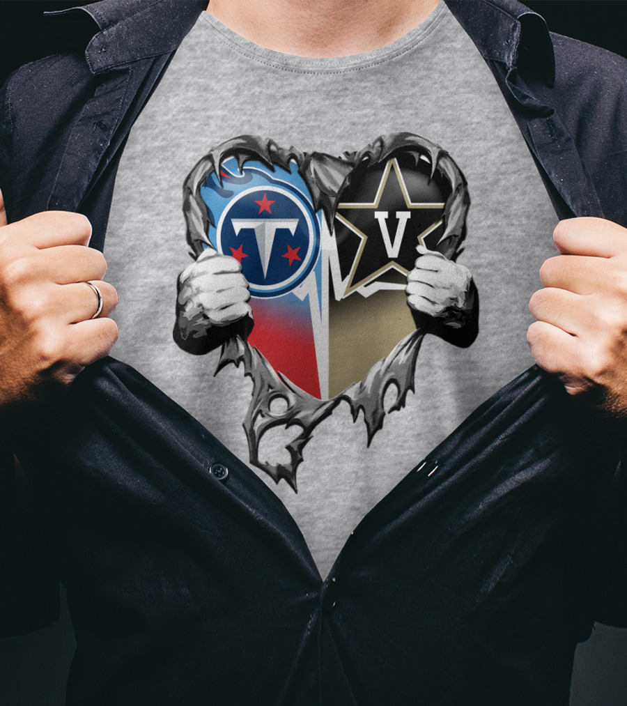 Tennessee Titans And Vanderbilt Commodores Heart T-Shirt