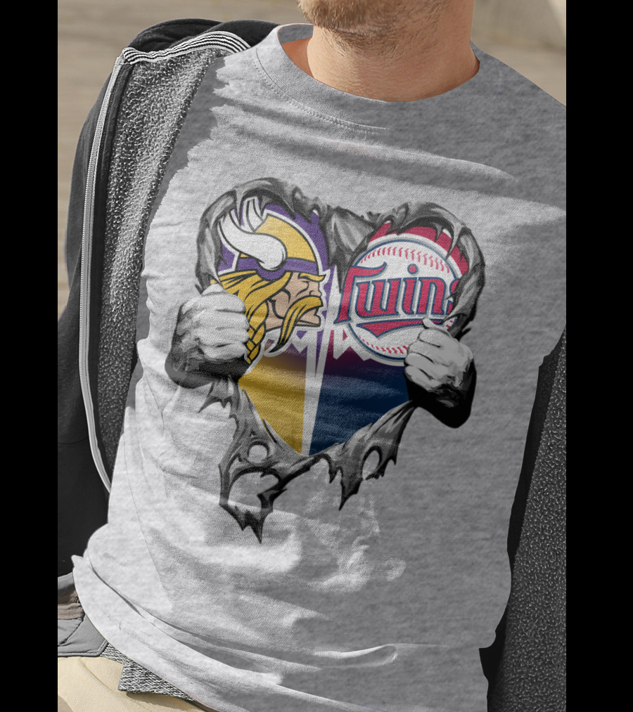 Vikings Twins Heart Logo Fusion T-Shirt