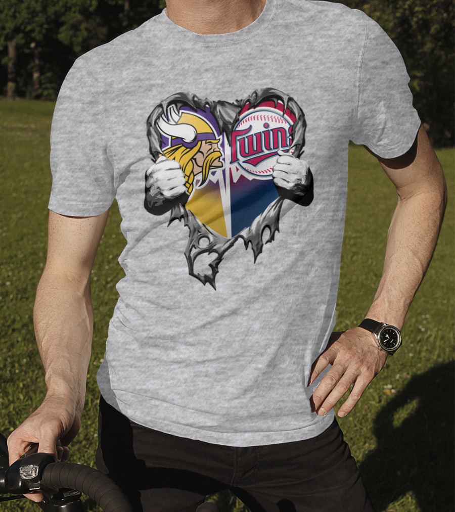Vikings Twins Heart Logo Fusion T-Shirt