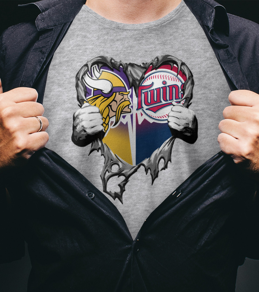 Vikings Twins Heart Logo Fusion T-Shirt