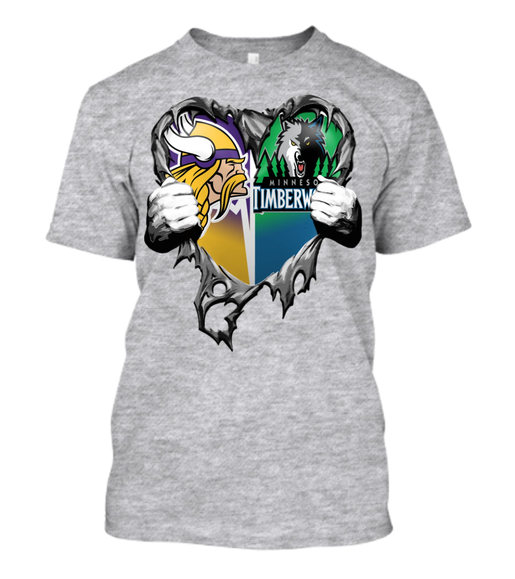 Minnesota Vikings Minnesota Timberwolves Heart Logo Mashup T-Shirt