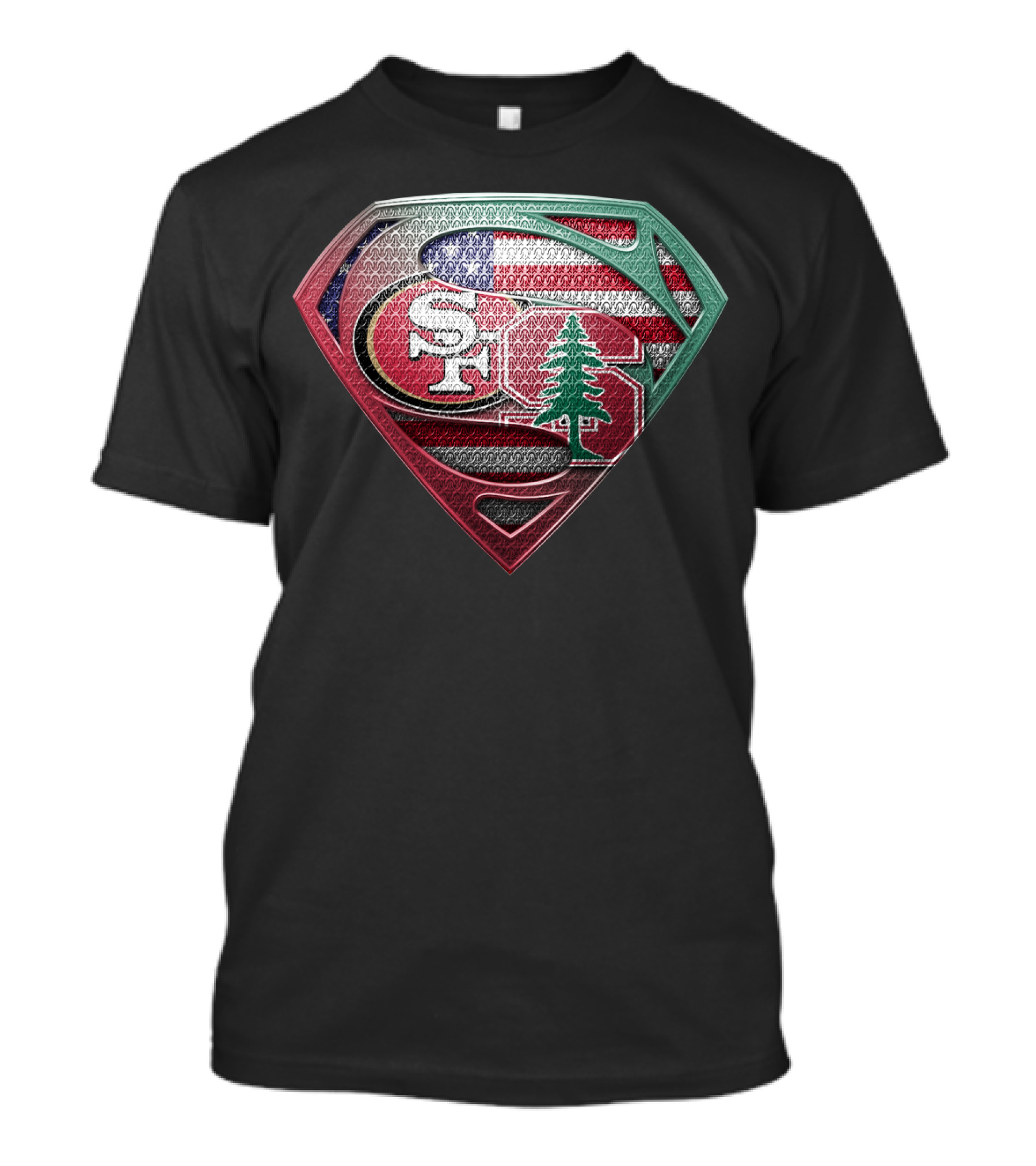 Sf Logo American Flag Superman Shield With Tree T-Shirt