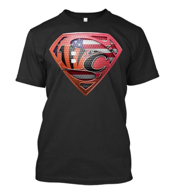 Nfl Afc Superman Shield With American Flag And Superhero T-Shirt