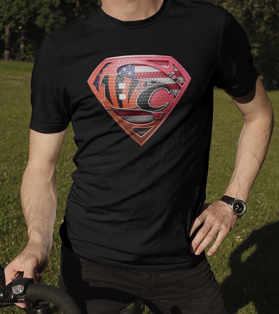 Nfl Afc Superman Shield With American Flag And Superhero T-Shirt