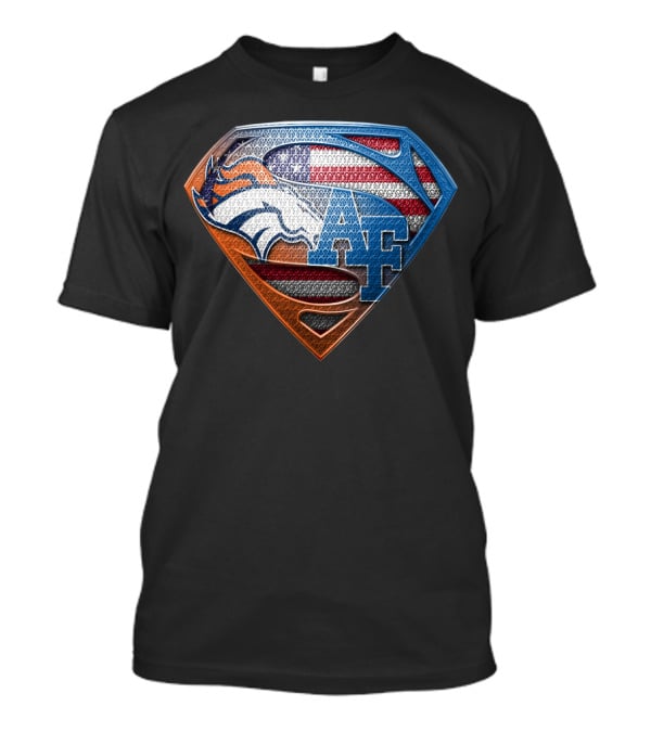 Denver Broncos Air Force Usa Flag Shield T-Shirt