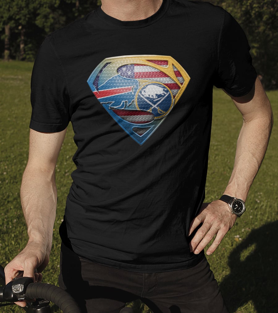 Buffalo Sabres American Flag Superman Logo Mashup T-Shirt