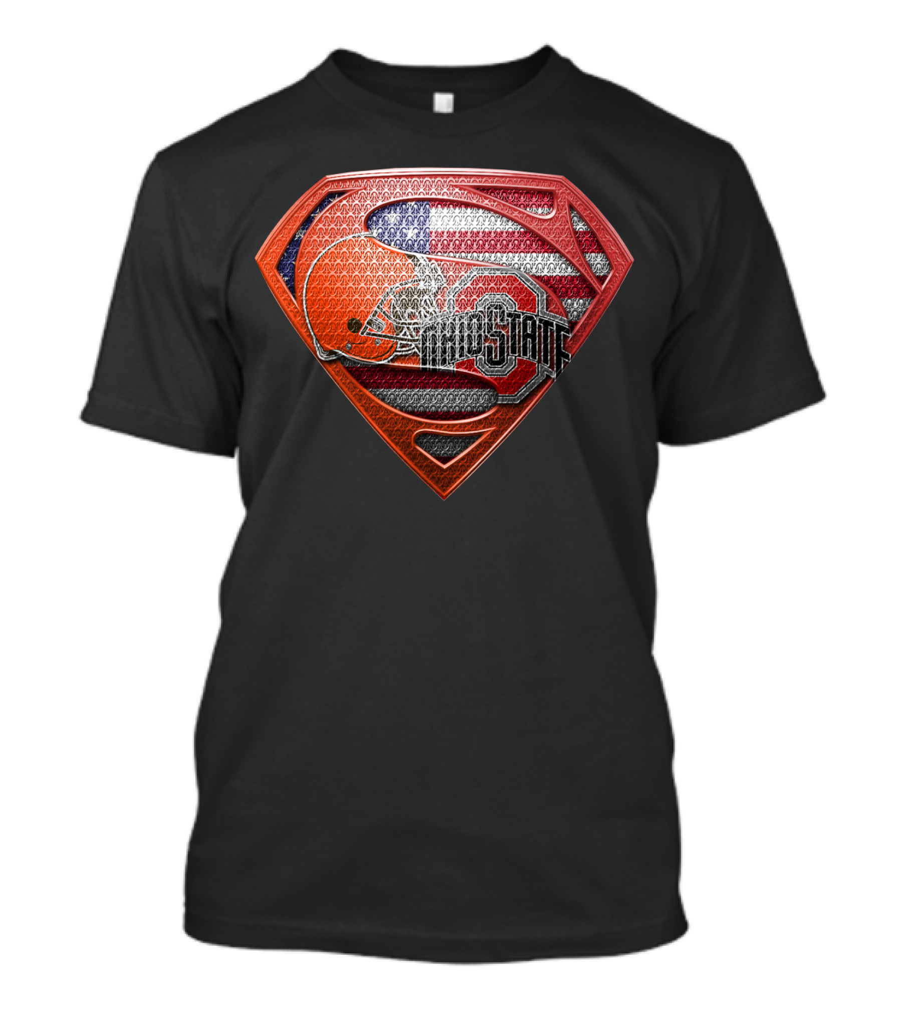 Ohio State Football Superman Shield With American Flag T-Shirt