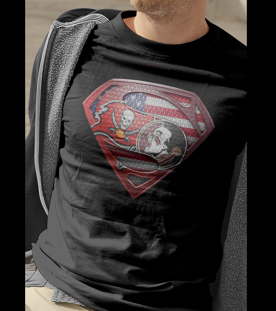Superman Tampa Bay Buccaneers American Flag T-Shirt