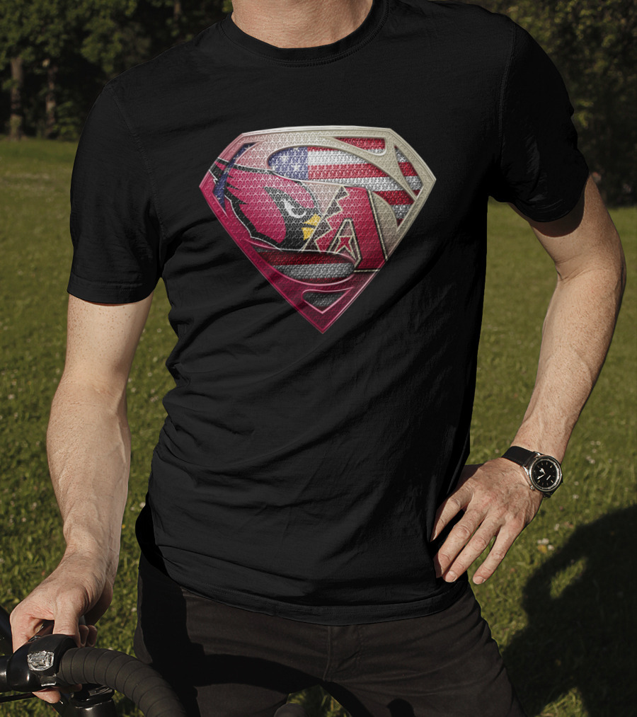 Arizona Cardinals Superman Logo American Flag T-Shirt