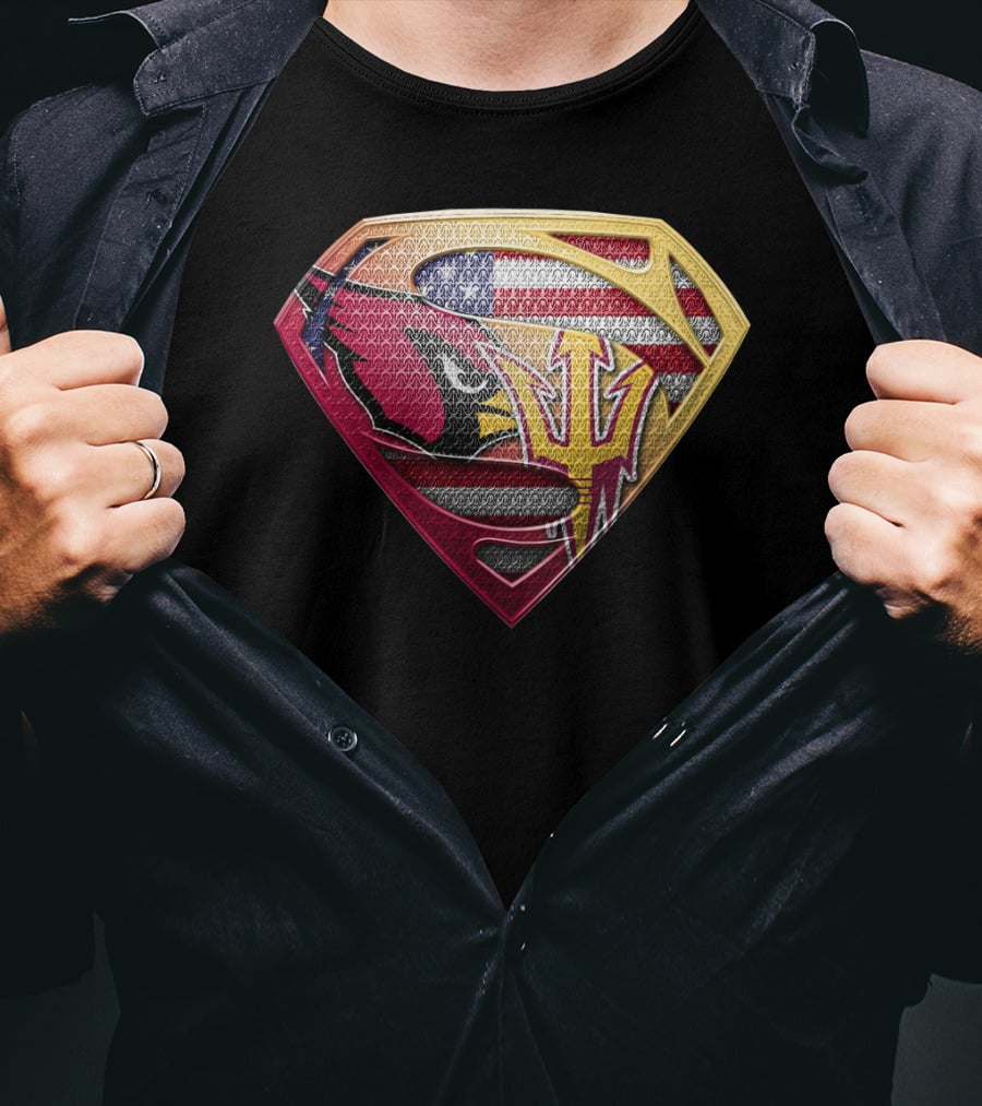 Arizona Cardinals Sun Devils Superman Usa Flag T-Shirt