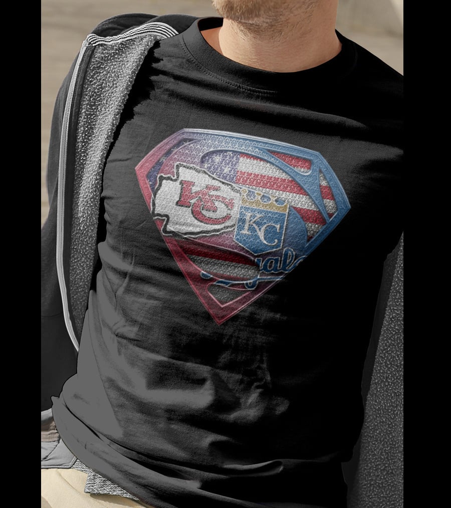 Kansas City Chiefs Royals Superman Usa Flag T-Shirt