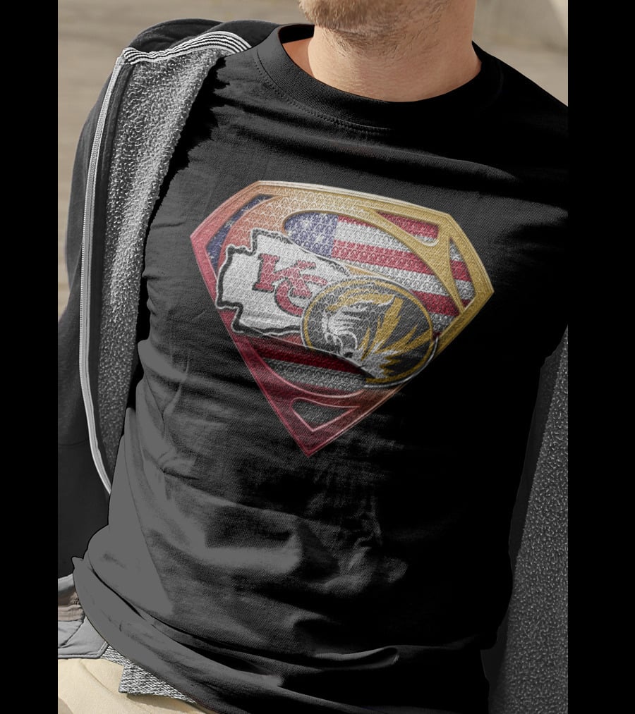 Missouri Chiefs Tigers Super Shield Usa Flag T-Shirt