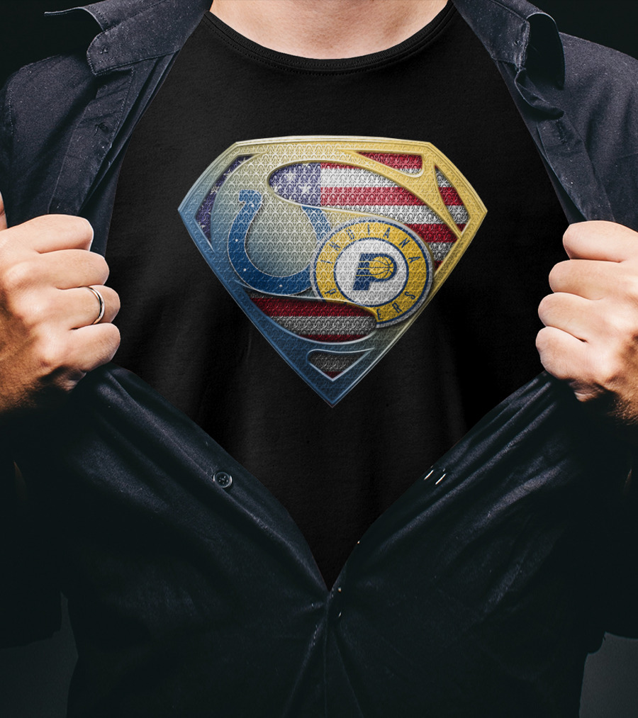 Indianapolis Colts Superman Logo American Flag T-Shirt