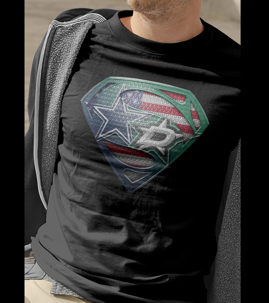 Dallas Stars Superman Shield With American Flag Elements T-Shirt