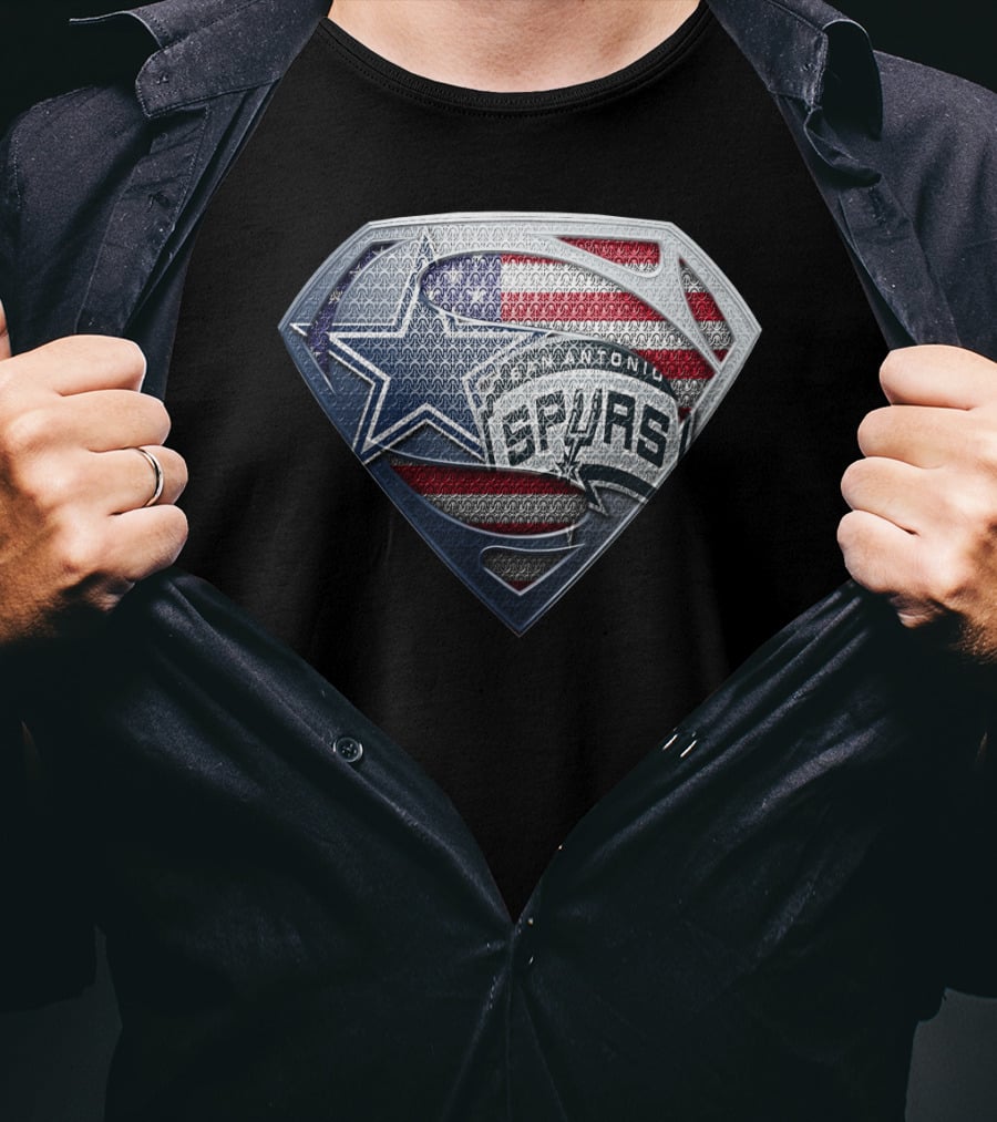 San Antonio Spurs American Flag Superman Shield T-Shirt