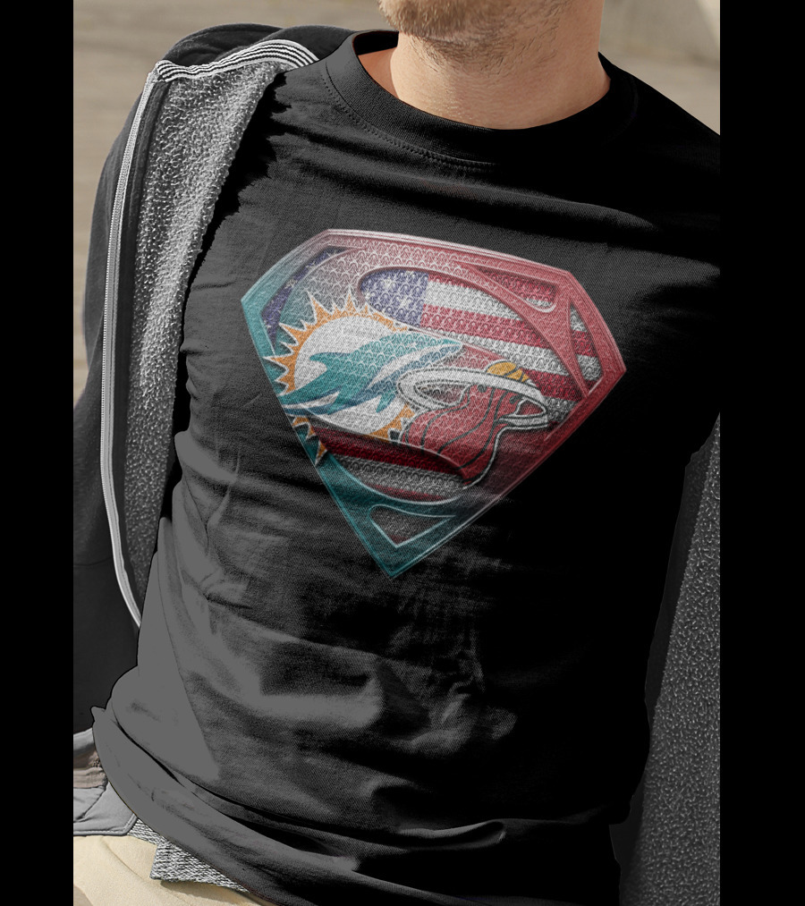 Superman Miami Dolphins American Flag T-Shirt