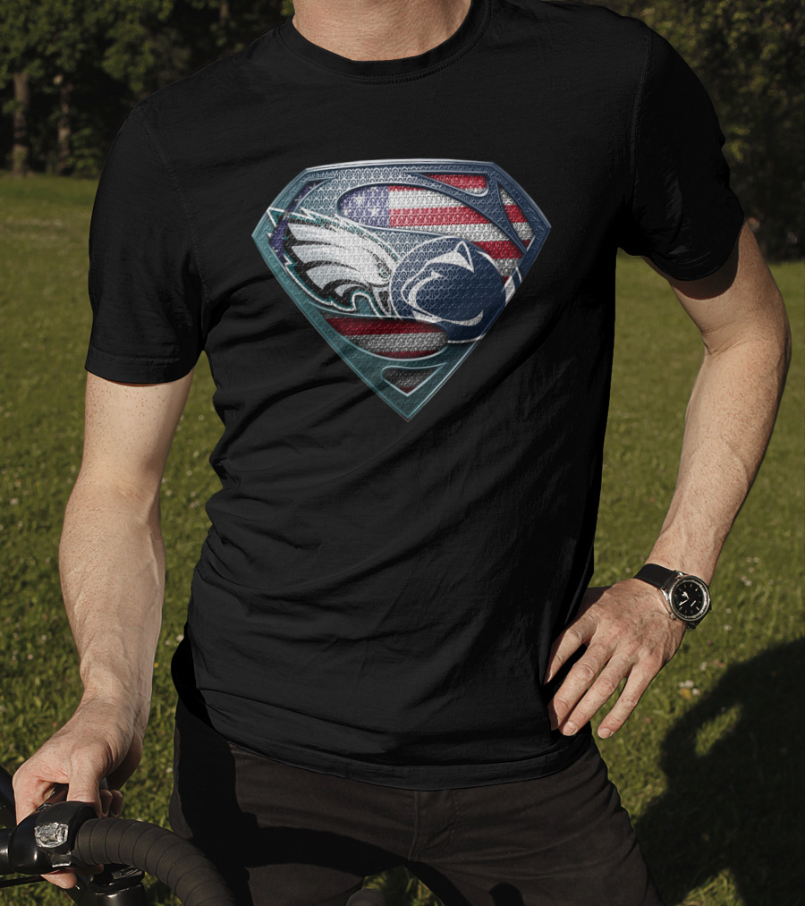 Superman Crest Philadelphia Eagles Penn State American Flag T-Shirt