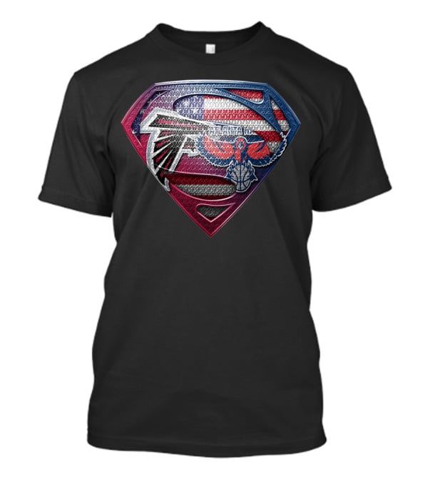 Atlanta Falcons And Hawks American Flag Superman Logo Sspus060 T-Shirt
