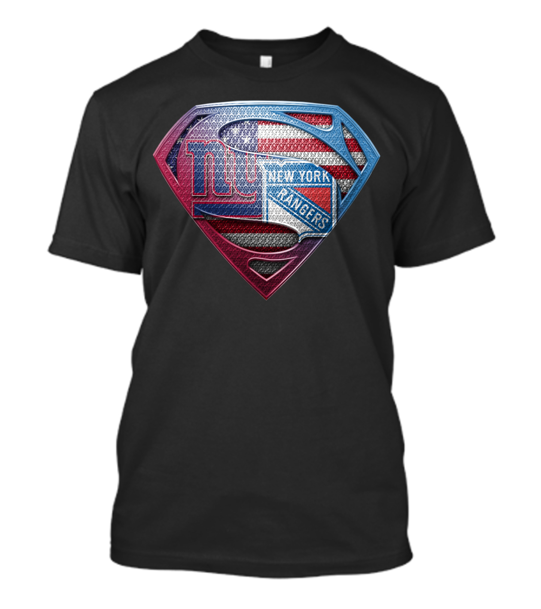 Ny Giants New York Rangers American Flag Superman Shield T-Shirt