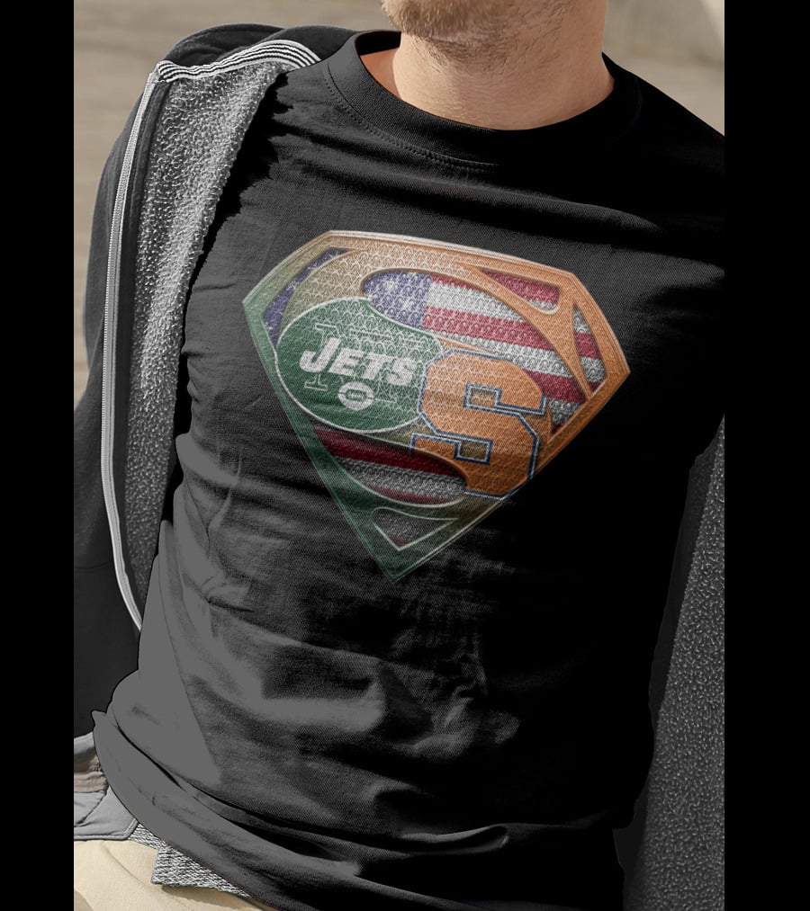 Jets Syracuse Superman Shield American Flag T-Shirt