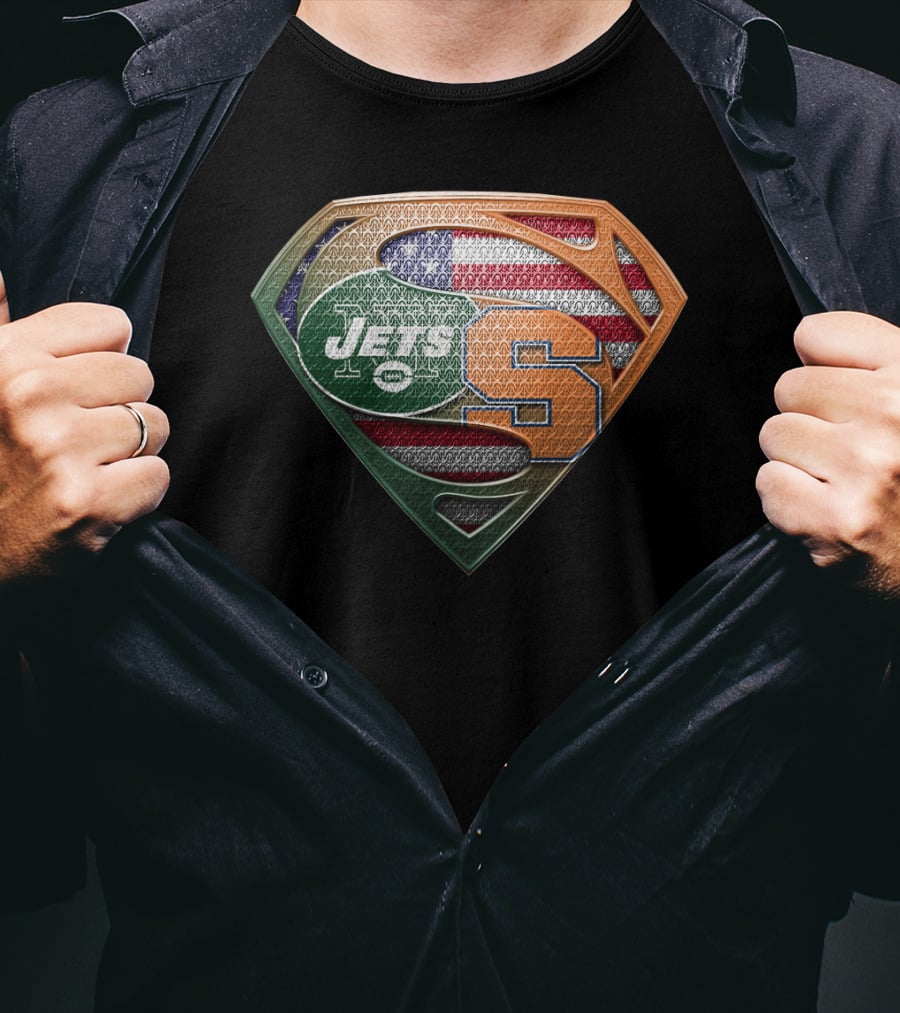 Jets Syracuse Superman Shield American Flag T-Shirt