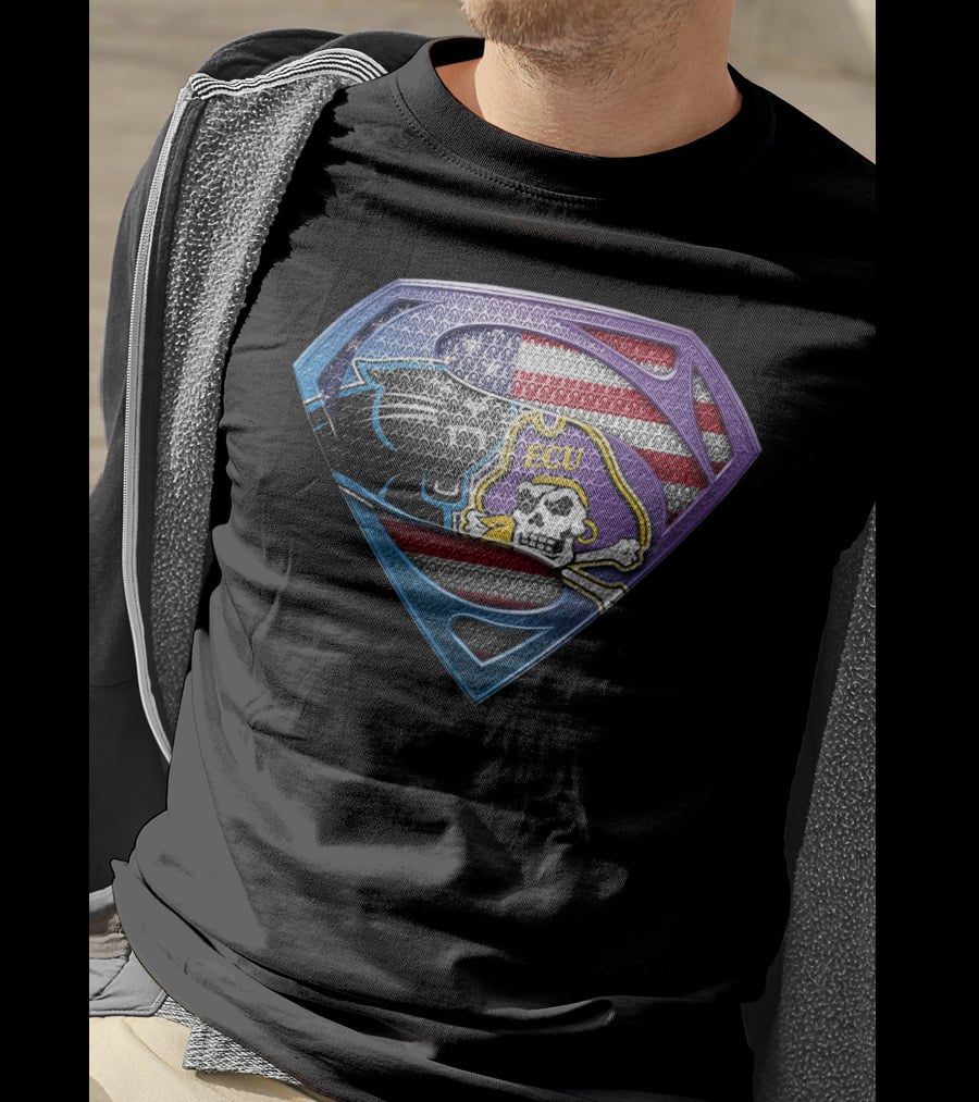 Carolina Panthers Ecu American Flag Shield T-Shirt