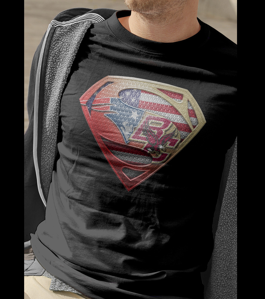 New England Patriots Superman S Shield Pride Usa Flag T-Shirt