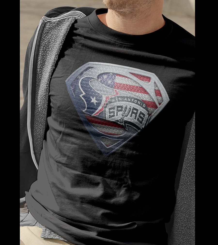 San Antonio Spurs Superman Logo Texas Flag T-Shirt