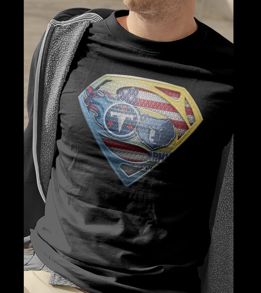 Superman Shield Tennessee Titans Logo Usa Flag T-Shirt