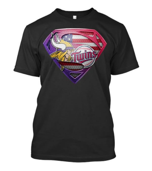 Minnesota Vikings Twins American Flag Superman T-Shirt