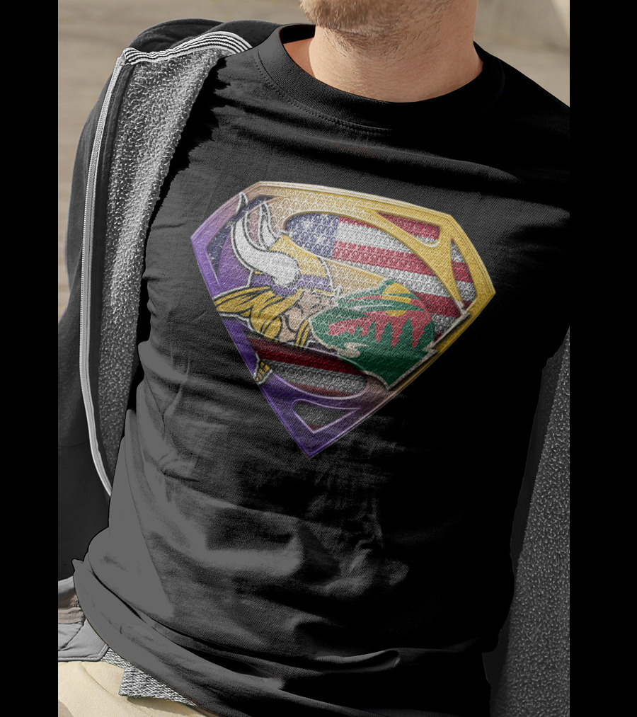 Vikings Wild Super Shield American Flag Fusion T-Shirt
