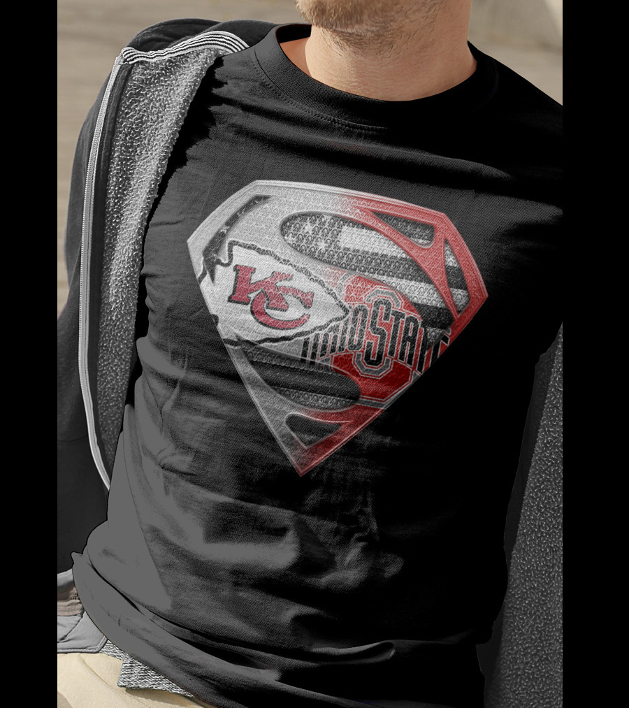 Kansas City Chiefs Ohio State Superman Logo Fusion T-Shirt