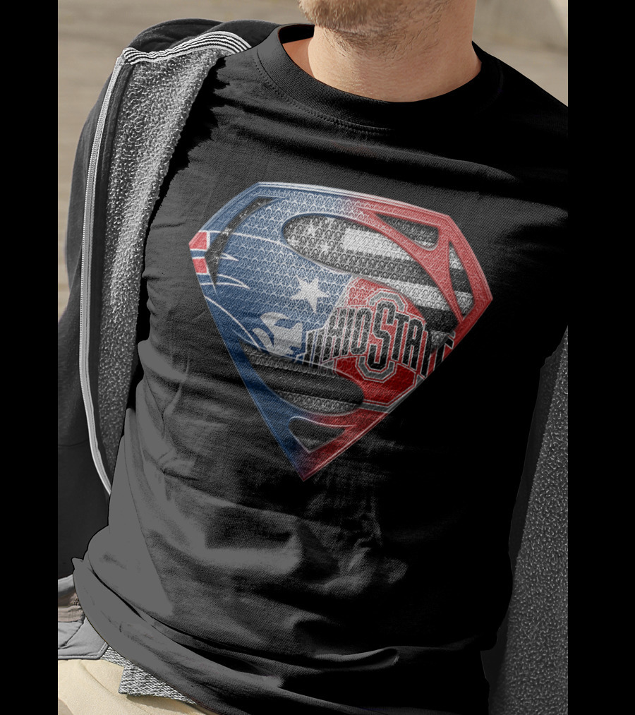 Ohio State Buckeyes Superman Logo With Stars And Stripes T-Shirt