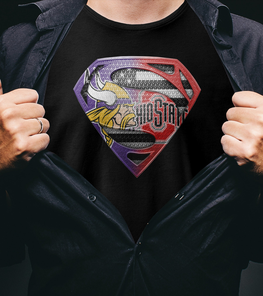 Minnesota Vikings Ohio State Blend Superman T-Shirt