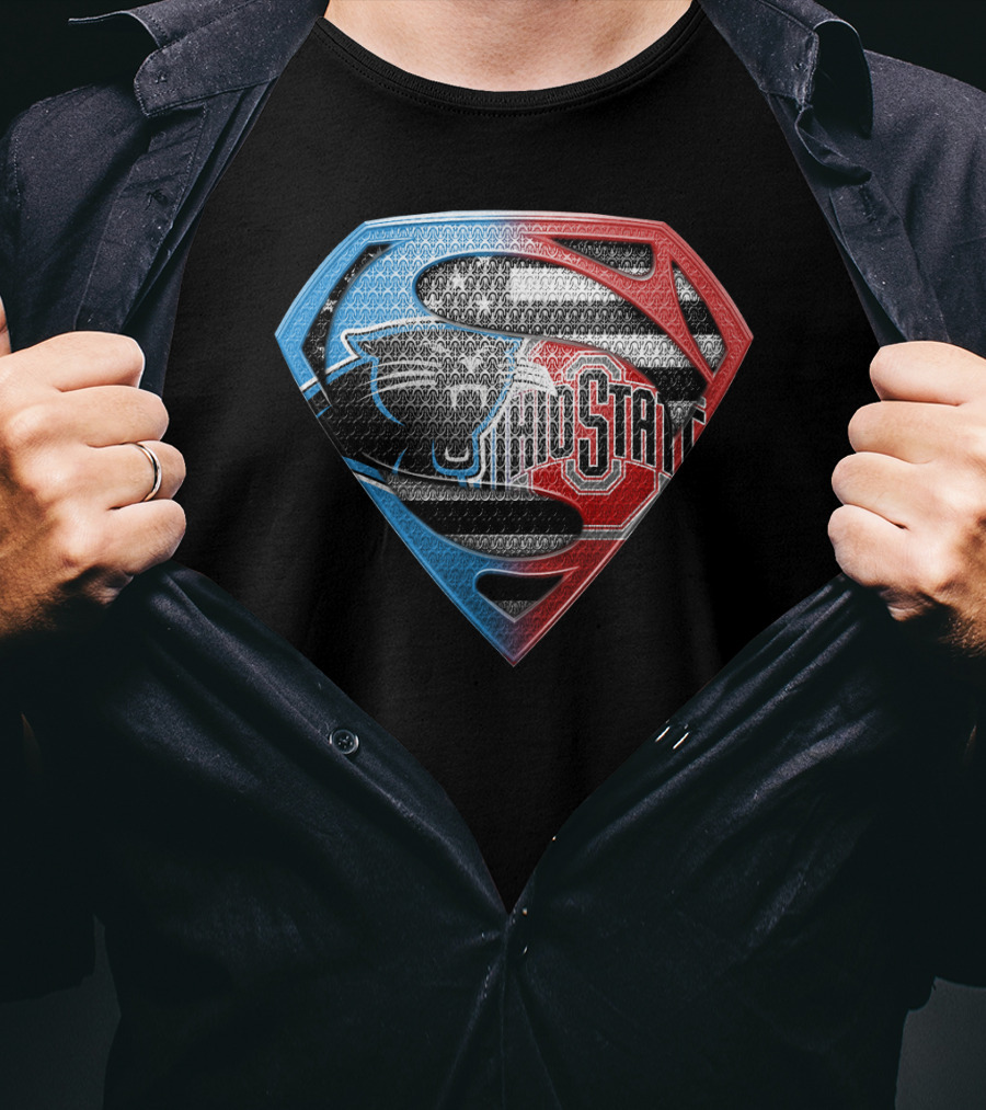 Carolina Panthers Ohio State Superman Shield T-Shirt