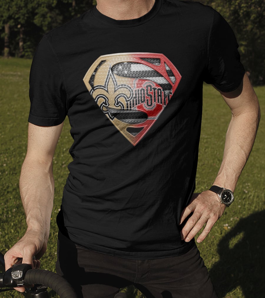 Ohio State Buckeyes New Orleans Saints Superman Logo Fusion T-Shirt